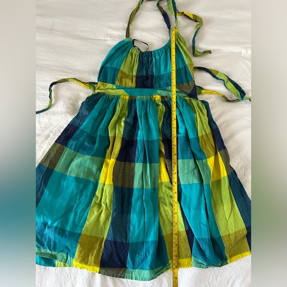 O’Neill Green Blue Plaid Y2K Halter Mini Dress Size M - Picture 8 of 9